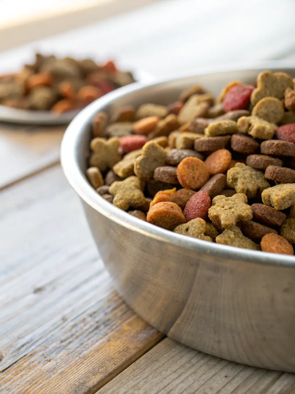 A close-up shot of Jack Terrier Grain-Free Kibble in a bowl, highlighting the small kibble size and texture, emphasizing its suitability for Jack Terriers' dental health and digestion.