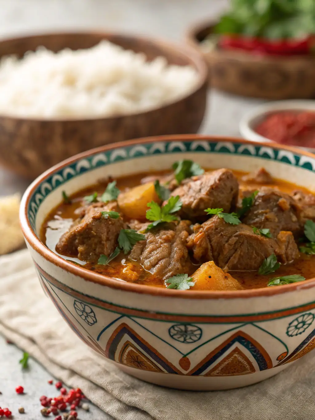 A vibrant image of Premium Lamb & Rice Wet Food, showcasing the tender lamb pieces and rice grains, emphasizing the rich flavor and moist texture appealing to Jack Terriers.